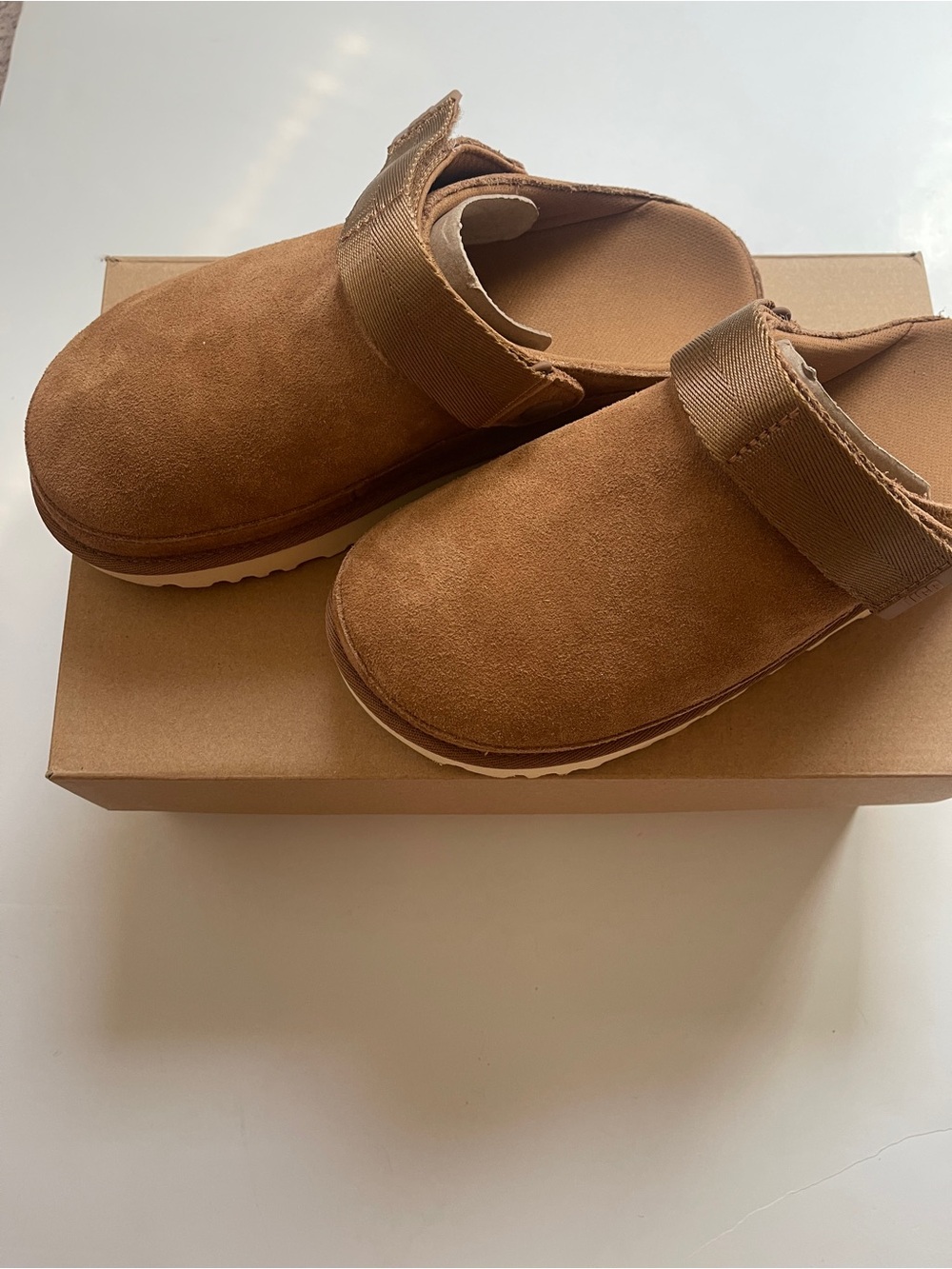 UGG Women Slip-On Suede Goldstar Clog in Brown